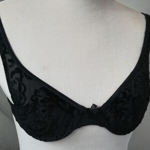 Valentino Black Velvet Embroidered Underwire Bra